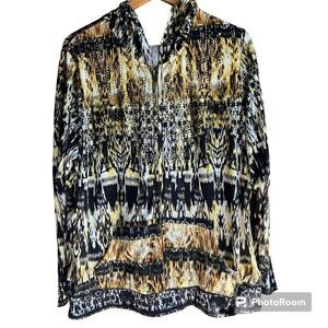 Onque Woman Lightweight Gold Jacket Hoodie 1X Kaleidoscope Full Zip with Pockets